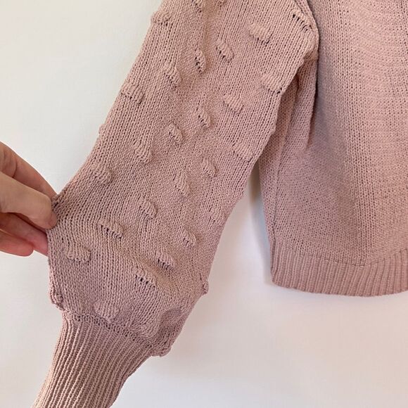 Moon & Madison Knit Bubble Polka Dot Sleeve Crop Cardigan L - Picture 9 of 14